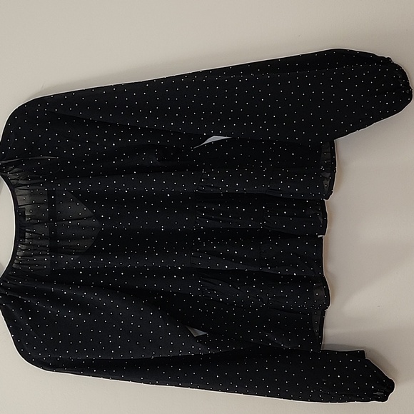 Francesca Womens Top Laurie Tie Front Tiered Blouse Polka Dot Beaded Sz Meduim - Picture 11 of 16